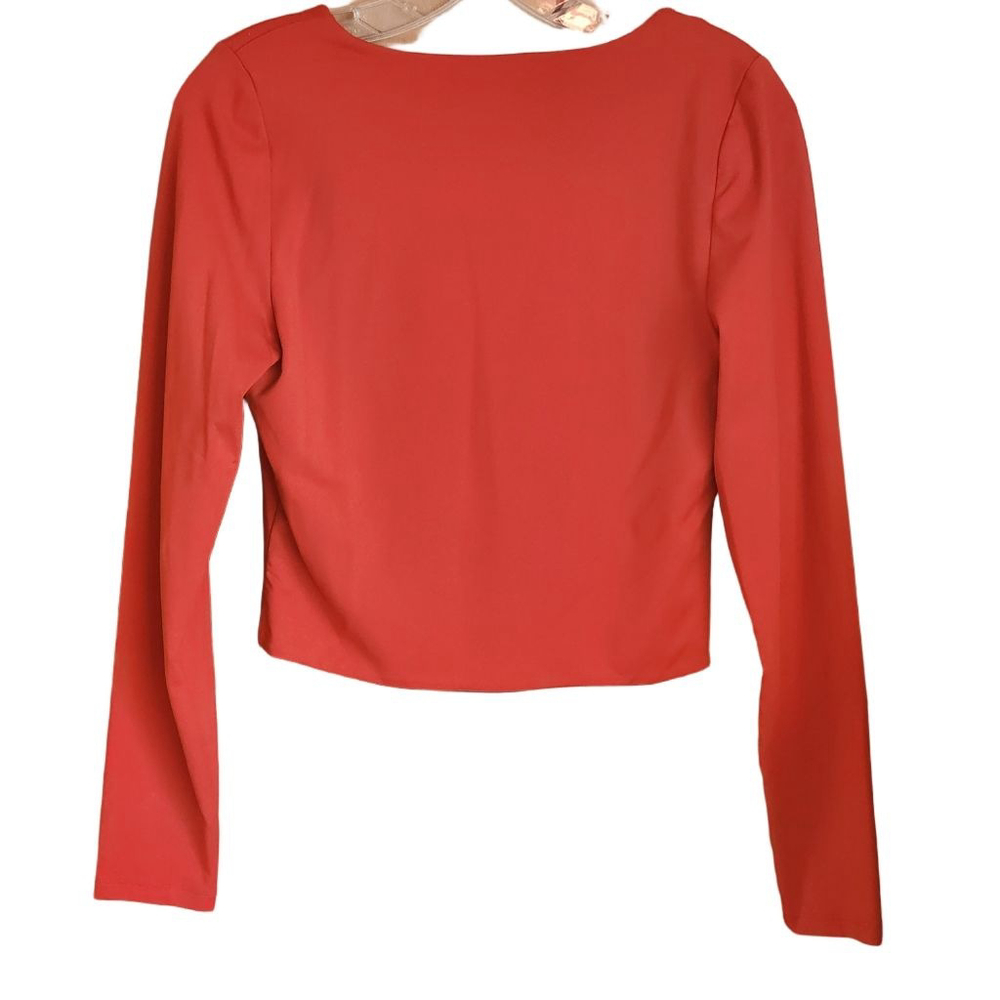ARITZIA BABATON Contour Long Sleeve V-Neck Crop Top L Burnt Orange - Picture 4 of 6